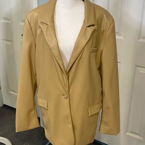 Vigoss Women's Faux Leather Camel Blazer